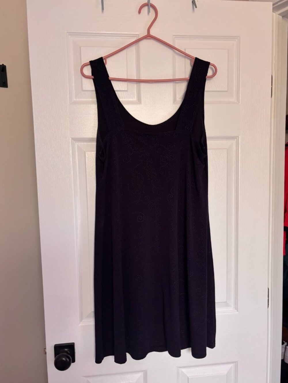 Beaded Vintage Navy Slip Dress | Minimal 90s Midi Dress | Y2K (XL)